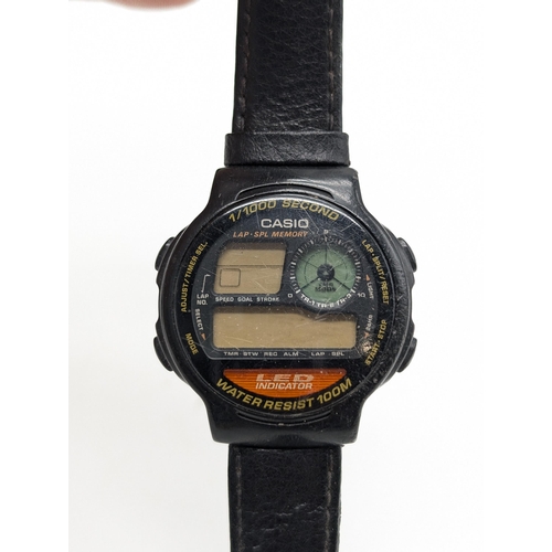 344 - Five Collectable Vintage Digital Casio Watches, Two Alarm Chrono, AW-S90 Tough Solar, SGW-300H Worki... 