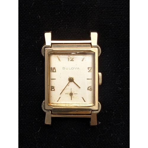 345 - Vintage Bulova 10k Gold Filled Tank Watch, Mechanical 8ac 21 Jewel With Sub Seconds. Running Well No... 