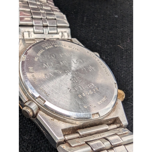 348 - Vintage Seiko Gent's 1980s Chronograph Quartz 7A38 728A Jubilee Strap Gold Tone, Requires Battery