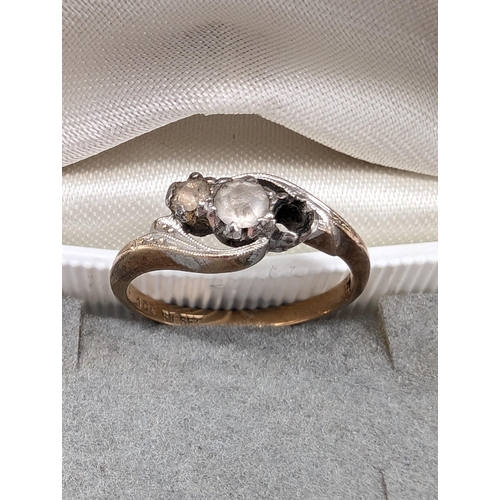352 - Pair 9ct & Silver Mounted Rings With Diamonds, Missing Some Stones Total Weight 4.28g