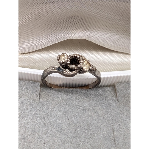 352 - Pair 9ct & Silver Mounted Rings With Diamonds, Missing Some Stones Total Weight 4.28g