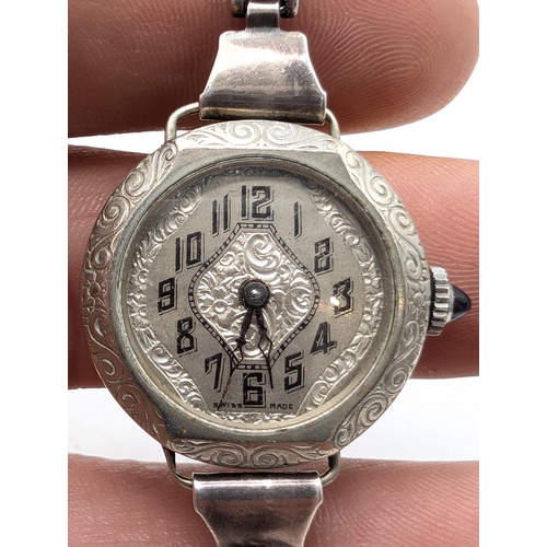 354 - Qty (2) Vintage Watches One Flambeau Watch Co Vintage Style Silver Bracelet Mechanical (working) Sek... 