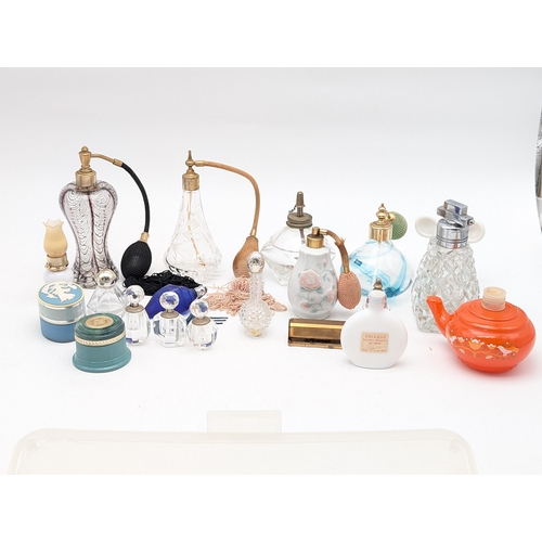 504 - Good Quantity Art Glass / Perfume Bottles, Caithness Atomiser Etc Largest 15cm