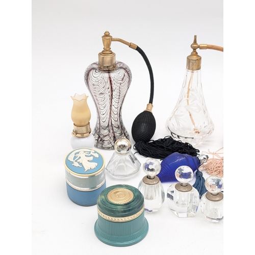 504 - Good Quantity Art Glass / Perfume Bottles, Caithness Atomiser Etc Largest 15cm