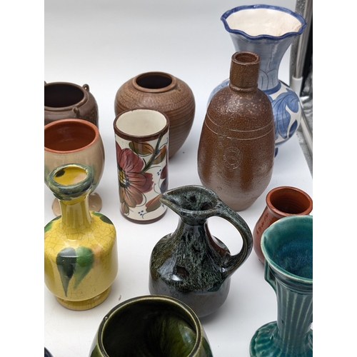 509 - Large Bundle Various Pottery Vases, Jugs Etc. West German, Cleverely Mouse Jug, Stoneware Jug Plus L... 