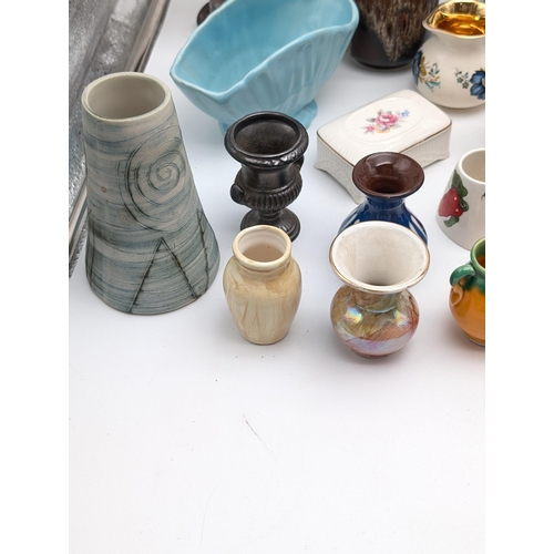 509 - Large Bundle Various Pottery Vases, Jugs Etc. West German, Cleverely Mouse Jug, Stoneware Jug Plus L... 