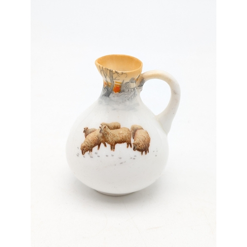 516 - Rare Miniature Royal Doulton Sheep In Snow Handled Jug, 7cm No Damage