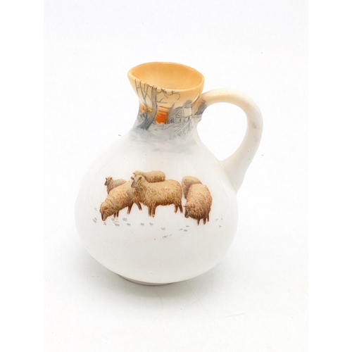 516 - Rare Miniature Royal Doulton Sheep In Snow Handled Jug, 7cm No Damage
