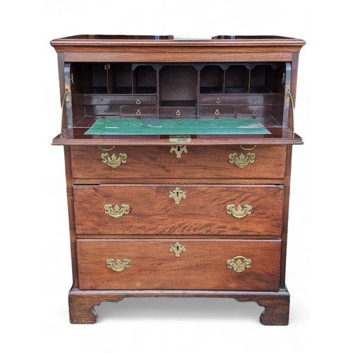 11A - Attractive Georgian Secretaire / Bureau Attractive Brass Furniture Circa 1877 89x51x111cm