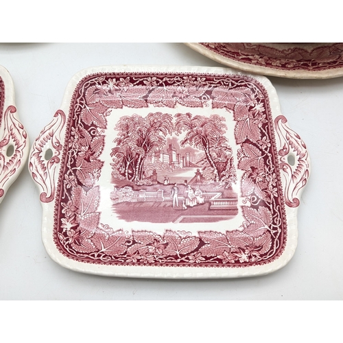 537 - Masons Early 20th Century Vista Pink - Teapots, Coffee Pots, Tureens, Dishes Etc. Some Chips & Repai... 