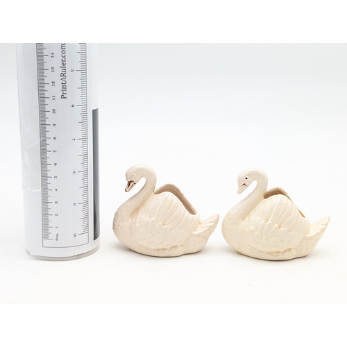 615 - Group Dartmouth Pottery Items, Pair Swans, Etc Largest 9x8cm
