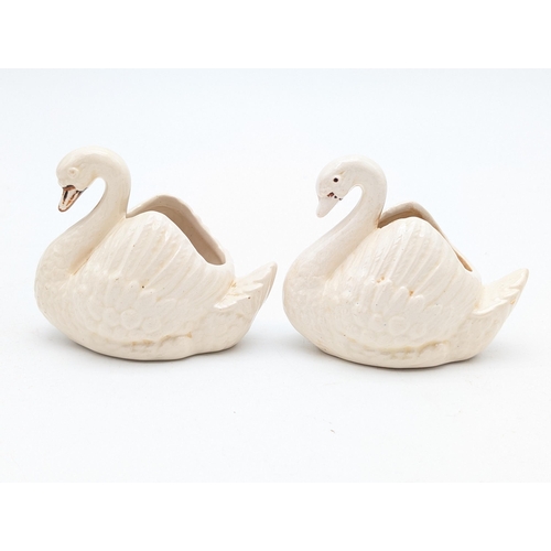 615 - Group Dartmouth Pottery Items, Pair Swans, Etc Largest 9x8cm