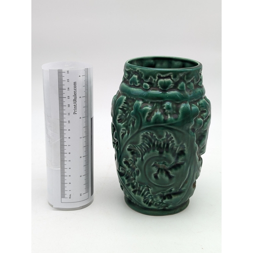 616 - Impressive Green Pottery Jug Marked 434 To Base, 15x20cm