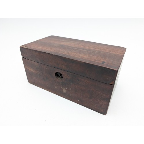 37 - Nice Quality Antique Two Compartment Tea Caddy, With Lock - No Key 20x11x10cm