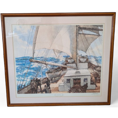 6 - Signed Limited Edition Print, Montague Dawson Gale Force Eight Signed By Round the World Yachtsman C... 