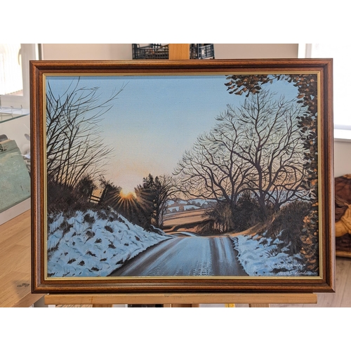 15 - Arthur Glendining - Winter Walk Shropshire - Oil On Canvas Signed 26.5x20