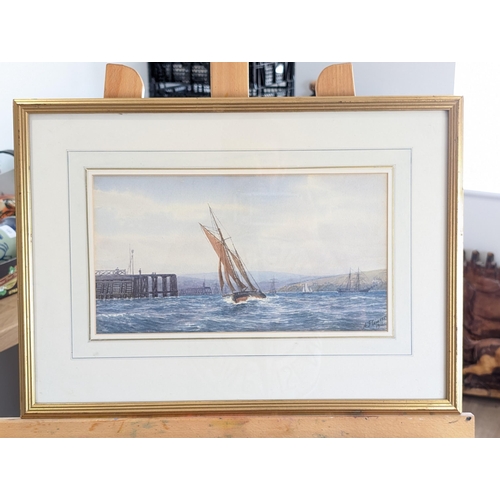 16 - 1911 A Flowers Watercolour, Harbour Boating Scene 21x15