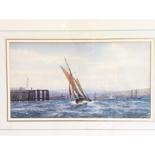 16 - 1911 A Flowers Watercolour, Harbour Boating Scene 21x15