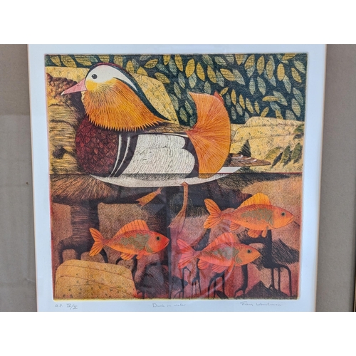 17 - Frans Wesselman Artists Proof 4/10 Duck In Water Signed Lower Right Edition Lower left 19x19