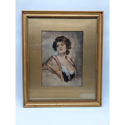 29 - Aurelia della Corte Szvatek (British, early 20th Century) Watercolours Female Portraits On Paper Bot... 