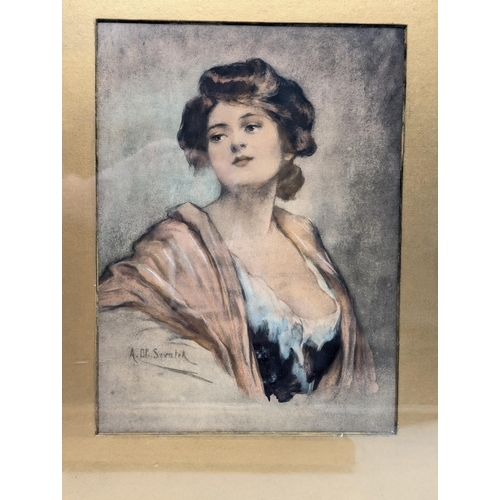 29 - Aurelia della Corte Szvatek (British, early 20th Century) Watercolours Female Portraits On Paper Bot... 