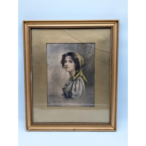 29 - Aurelia della Corte Szvatek (British, early 20th Century) Watercolours Female Portraits On Paper Bot... 