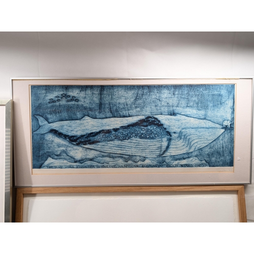 36 - Trio Large Format Limited Edition Engravings / Prints, Large Blue Whale Etching Debby Mason Blue Wha... 