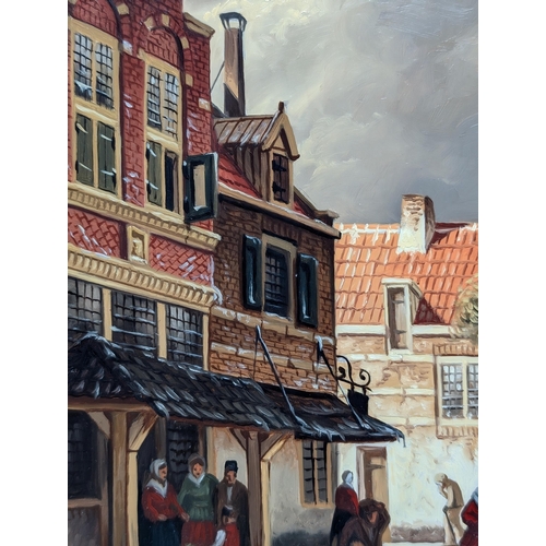 45 - Gilt framed signed Jan Beekhout (Dutch, b.1937) oil on panel of a street scene, painting 20x26cm, fr... 