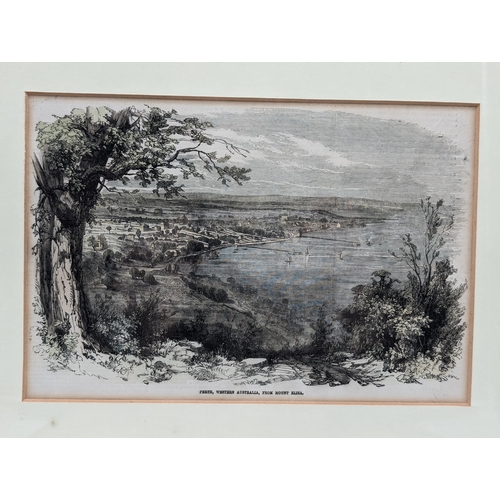 46 - English School 19C Sketches From Australia, Hand Coloured Engravings - Excellent Condition - Framed ... 