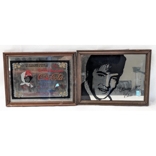 52 - Vintage Mirrors, Advertising Interest Coca Cola Plus Elvis Presley Pictorial Mirror 13x10