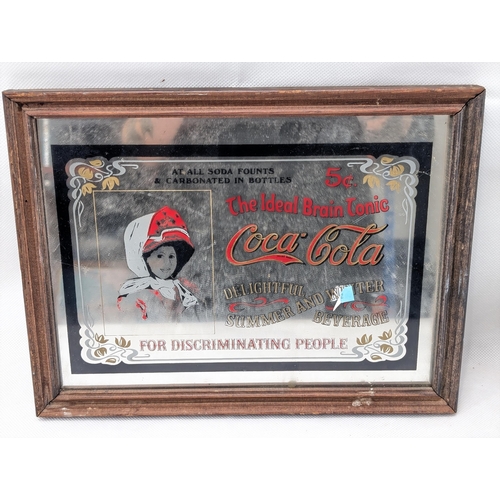 52 - Vintage Mirrors, Advertising Interest Coca Cola Plus Elvis Presley Pictorial Mirror 13x10