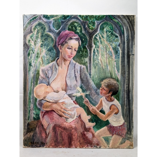 68 - Beryl Trist - Nursing Mother Scene - Signed - 20x24