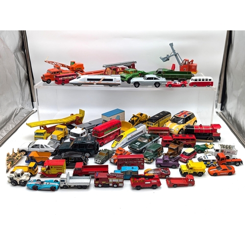 131 - Large Bundle Playworn Diecast Vehicles, Matchbox, Corgi, Dinky, Burago, Majorette Etc Including Corg... 