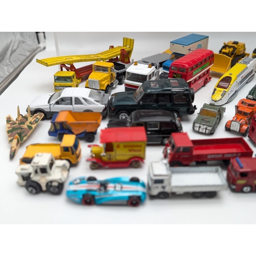 131 - Large Bundle Playworn Diecast Vehicles, Matchbox, Corgi, Dinky, Burago, Majorette Etc Including Corg... 