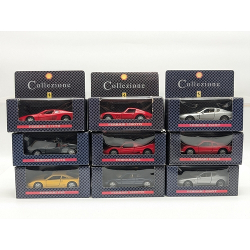 133 - Qty 9 Shell Collezione Ferrari Diecast Vehicles All Boxed