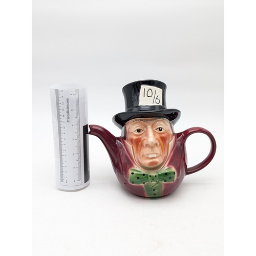 162 - Tony Wood Novelty Teapot - Staffordshire Mad Hatter 8x9