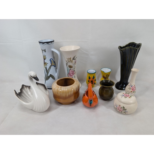 217 - Good Bundle Mostly Local Pottery, Axe Vale, Trentham, Etc To Include arge Swan Dish, Jugs, Etc Large... 