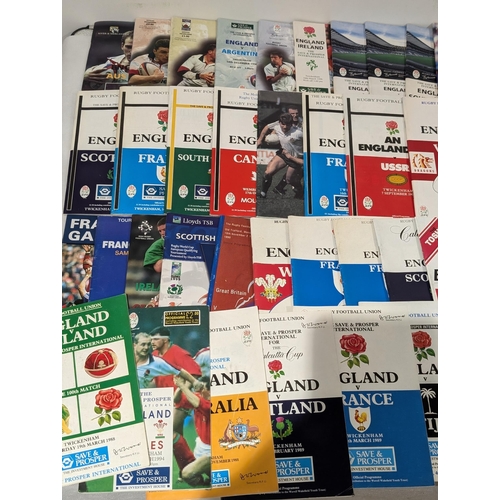 47 - Large Quantity Rugby Union Programmes Mostly England 80/90s Etc Nice Bundle