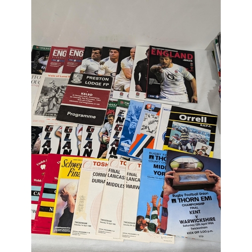 47 - Large Quantity Rugby Union Programmes Mostly England 80/90s Etc Nice Bundle