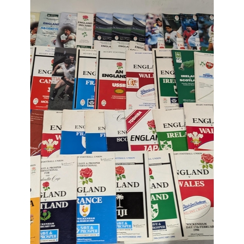 47 - Large Quantity Rugby Union Programmes Mostly England 80/90s Etc Nice Bundle