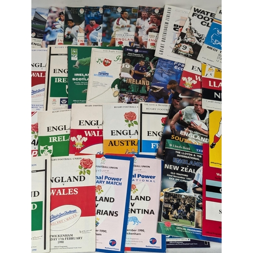 47 - Large Quantity Rugby Union Programmes Mostly England 80/90s Etc Nice Bundle