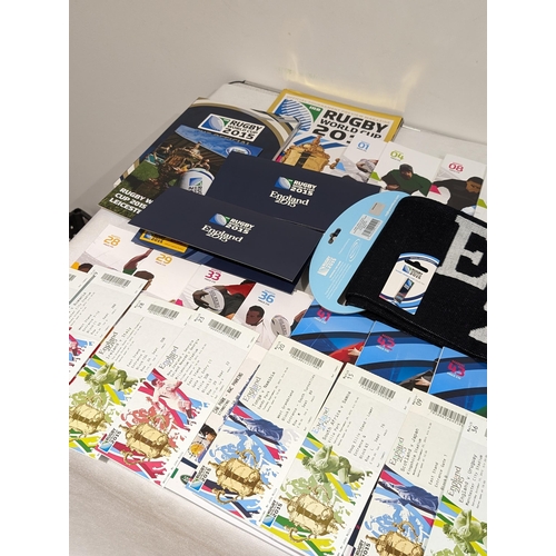 48 - Excellent 2015 Rugby World Cup Bundle, Programmes, Stubs, Pins Etc