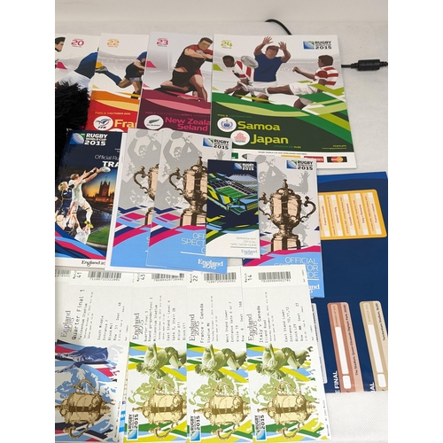 48 - Excellent 2015 Rugby World Cup Bundle, Programmes, Stubs, Pins Etc