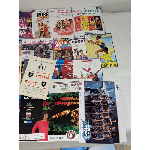 62 - Netball - Programmes Covering Different Decades, Good Condition