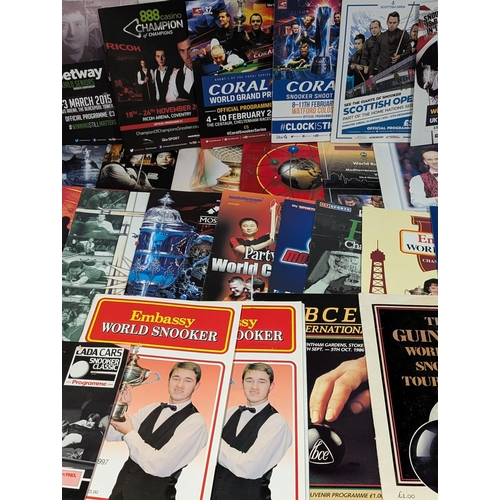 75 - Snooker / Pool / Billiards - Good Bundle Programmes Some Vintage & Signed