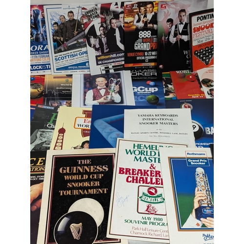 75 - Snooker / Pool / Billiards - Good Bundle Programmes Some Vintage & Signed