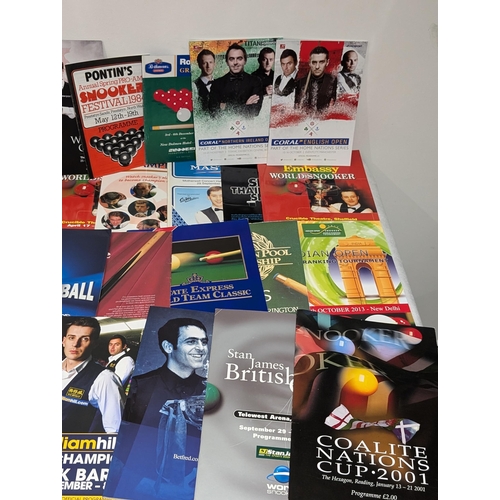 75 - Snooker / Pool / Billiards - Good Bundle Programmes Some Vintage & Signed