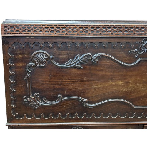 30 - Antique Georgian Likely Irish Mahogany Blanket Chest On Stand With Two Drawers, Heavily Carved Detai... 