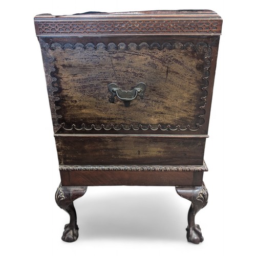 30 - Antique Georgian Likely Irish Mahogany Blanket Chest On Stand With Two Drawers, Heavily Carved Detai... 