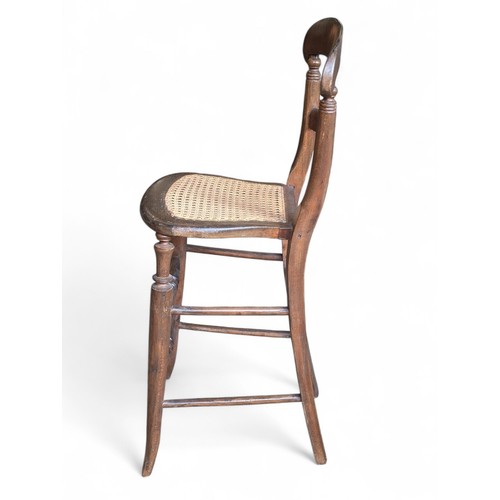 34 - Victorian Children's Correctional Chair, Beechwood Construction With Wicker Seat Deportment Chair / ... 